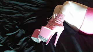 I Feel So Turned On In 8 Inches Pink Platform Heels And White Pantyhose As Laura Xxx Model