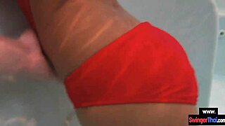 Whoa, this amateur Thai teen couple gets steamy with foreplay in a public pool before diving into intense doggystyle sex outdoors