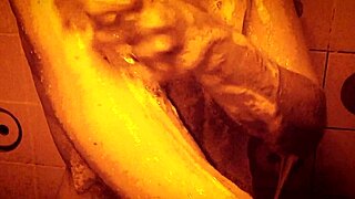 sexy milf relaxes in wet slow motion shower showing ass and tits solo