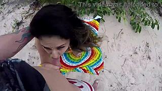 Hidden Blowjob In The Dunes With Tight Pussy Creampie