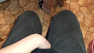 i secretly and riskily masturbate next to this hot milf in the kitchen... oh god