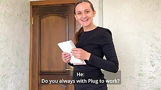 Slutty secretary takes boss's big cock in all holes with cumshot in mouth and pussy