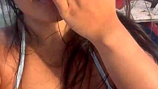 brazilian latina wife in bikini on boat ride... showing off her curves