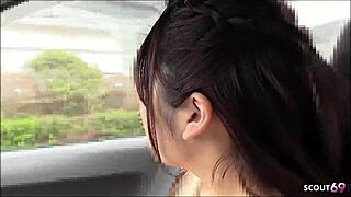 Oh man i pickup this japanese teen for first time suck in car by old guy at uncensored jav porn with her small waist and saggy tits