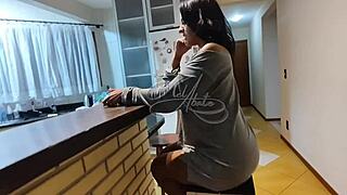 What are you doing Kel, getting sexy in the kitchen before visitors arrive?