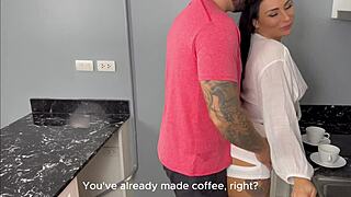 hey you caught me making coffee so why not fuck me on the kitchen table right now?