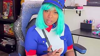 hey, in this pov you're chatting officer jenny out of a ticket and into a wild squirt session with ebony blowjob and wet pussy action