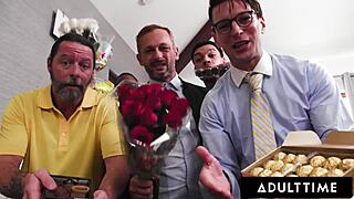 Adult time features rebel rhyder overcoming breakup via intense gangbang bukkake