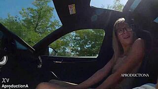 Desperate panty wetting with golden shower mouth piss flooding my new car