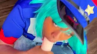 hey, in this pov you're chatting officer jenny out of a ticket and into a wild squirt session with ebony blowjob and wet pussy action