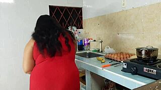 Oh man, this curvy colombian bbw with big ass and tits totally dominates and rides the young inexperienced guy in the kitchen with her pantyhose and skirt!