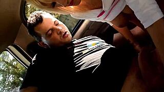 hey why not pound this spanish girl with natural tits in the car using that french big dick?