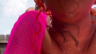 Outside Getting Dicked Down by Massive Black Cock in Wet Pussy Fucking and Creampie