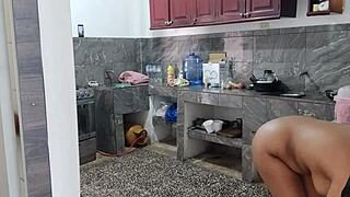 Naked Canadian cutie with big ass tempts in kinky lingerie at home