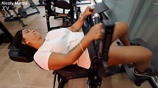 I'm Sweaty And Horny At The Gym Fingering My Pussy Until I Cum Hard Outdoors!