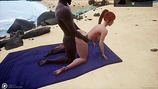 Big Ass Big Tit Curvy White Milf Serenia Fucks First Big Black Cock Nero on Beach