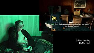 Glasses-Wearing Big Natural Tits Brunette with Belly Tattoo Plays Naked Alan Wake 2 Through Part 2