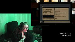 Glasses-Wearing Big Natural Tits Brunette with Belly Tattoo Plays Naked Alan Wake 2 Through Part 2