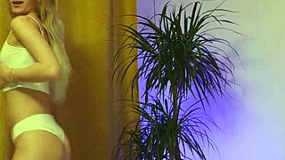 sexy tall teen with braces dances and strips off panties teasingly