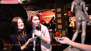 NO PANTIES Flashing and Erotic INTERVIEW at Outdoor Museum with Big Ass Stockings Babe