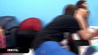 Keisha Grey and Brooks mount Travis and Scott for wild tandem cowgirl riding action