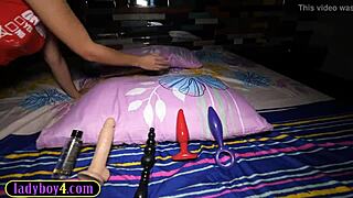 Amateur Thai shemale craves dildo in ass but loves bareback pov pounding more