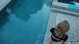 Big titted blonde masturbates with toys for orgasms by the pool in German style 😍💦