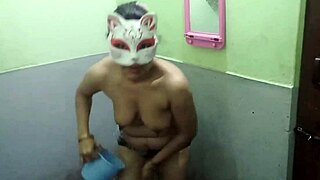 Taking a steamy shower in winter while getting naked and bathing sensually.