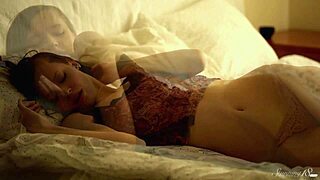 Skinny teen Obelia C started fingering her shaved meaty pussy hard. She enjoyed the solo session with small tits exposed.