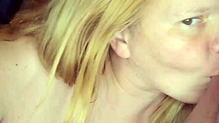 Pregnant milf delivers a full intense blowjob session ending in a messy facial finish