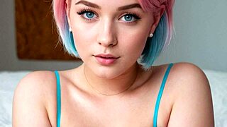 tattooed brunette dominates her redhead friend with strapon fucking and licking in changing room to orgasm