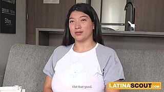 whoa, this latina teen 18+ with huge boobs takes rough titty fuck and face fuck