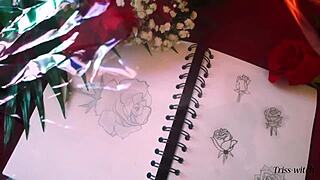 I feel sweet rose kisses as triss-witch climbs the stairway to heaven in solo masturbation