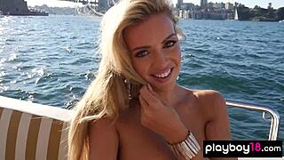 oh god, this petite blonde teen newbie jessica nelson strips naked outdoors on yacht revealing tight pussy