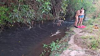 Blonde Strangers Caught Licking Pussy And Riding Cowgirl At Wet Waterfall In Nature