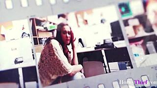 Thief caught stealing vibrator gets punished roughly in the shop