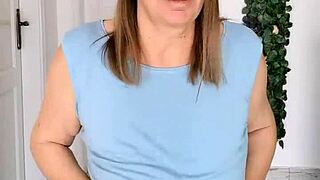 busty braless granny mariaolds does sporty strip dancing with big natural tits