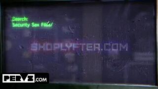 Cheerleader tempts with sloppy blowjob and fucking during hidden office cavity search