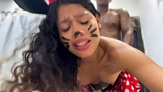 Petite Young Babe In Minnie Mouse Costume Eats Cock With Pussy Fucked By Dildo On Halloween