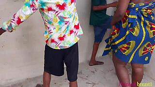 Two Big Black Cocks Pamper Big Ass Wife to Erotic Group Sex in Garden