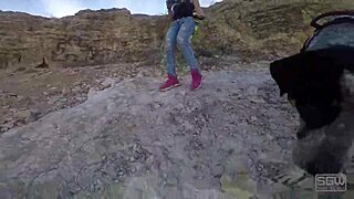 Monster Cock Caught in Public Cave Blowjob with Intense Cumshot