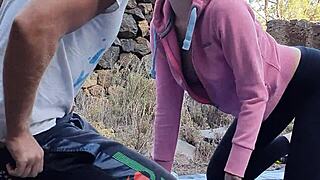 Tall Brunette Teen 18+ With Natural Big Tits Rides Huge Cock in Risky Outdoor Cowgirl and Doggystyle Action