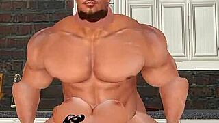 Handsome Muscle Hunk Aaron Donald Versus Local Wife In Interracial Kitchen Encounter