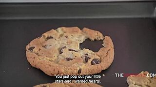 Young petite brunette shakes her bottom while baking in freeuse seduction scene