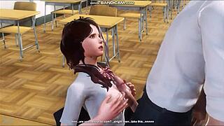 ph brunette casually sucks her teacher in the classroom during a game