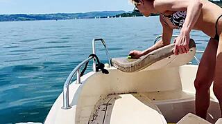 boat wash in sexi thong swimsuit, summer is here with blonde babe on beach