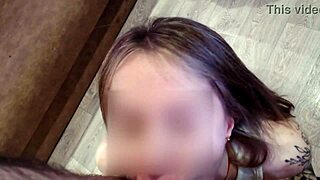 Juicy pov blowjob from cute blonde babe in bedroom.