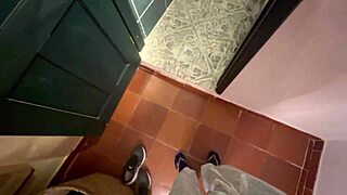 Amateur stepmom passionately masturbates wet pussy in bathroom mirror with sensual fingering