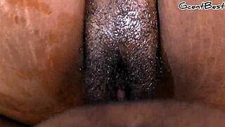 in this close-up sex scene, a petite 18+ african girl takes a huge cock in her creamy pussy. she screams no, dont cum inside me during passionate missionary fucking with her neighbor.