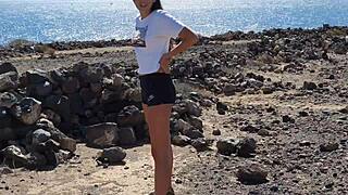 Teen 18+ pisses publicly and delivers risky blowjob during camping trip